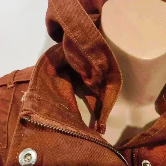 TINSEL Chapleen Canvas Cargo Jacket with Detachable Hood in Burnt Orange $98 - Picture 8 of 16